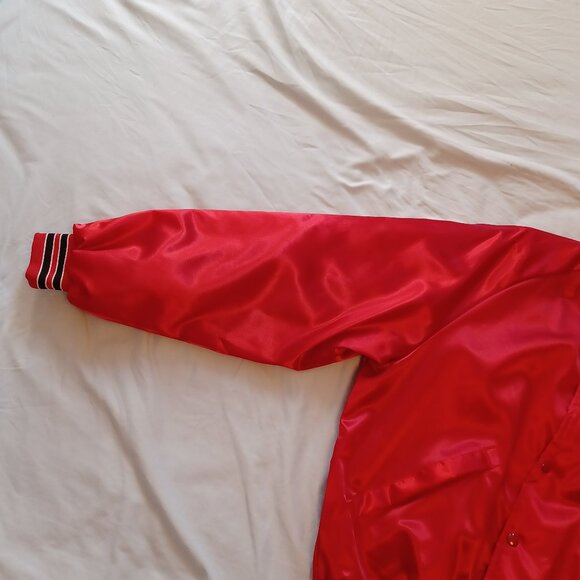 1980s Pla-Jac by Dunbrooke E-One Fire Trucks Red Satin Jacket Adult Large - Picture 4 of 16